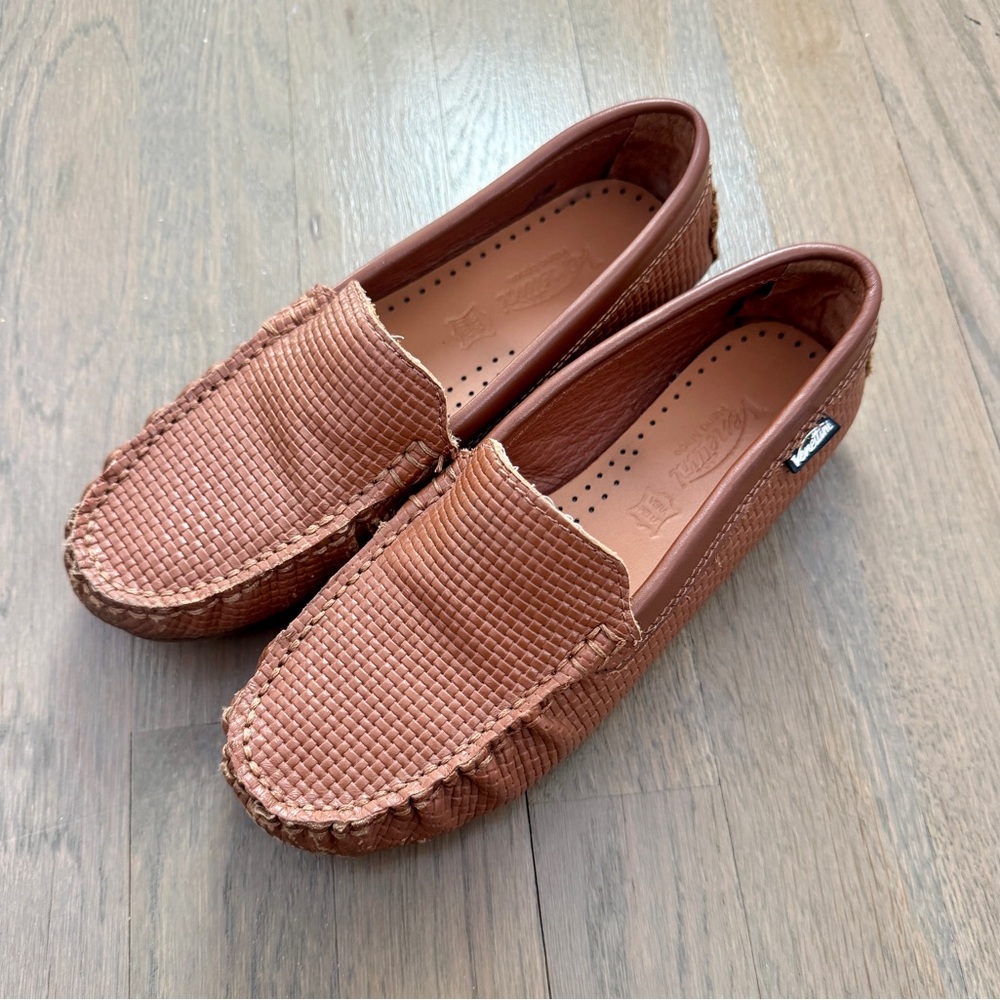 Venettini leather boys brown cognac color loafers dress shoes size 34 (US 2.5)